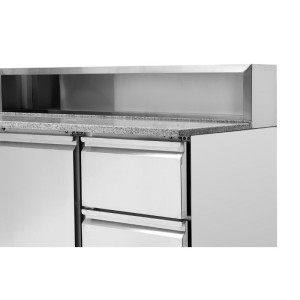 Hladilna omara za pico s streho iz nerjavečega jekla 8 x GN1/6 - 2 vrata in 2 predala - Dynasteel