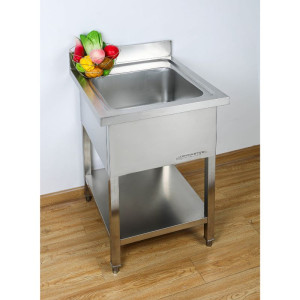 Potopite 1 korito z naslonom in polico - L 600 x P 700 mm - Dynasteel