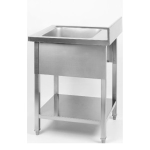 Potopite 1 korito z naslonom in polico - L 600 x P 700 mm - Dynasteel