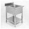 Potopite 1 korito z naslonom in polico - L 600 x P 700 mm - Dynasteel