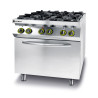 Kuhinjski štedilnik Kitchen Line - 4 gorilniki z električno konvekcijsko pečico GN 1/1 - Znamka HENDI - Fourniresto