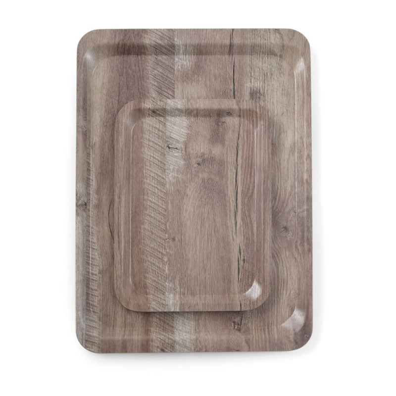 Melamine Printed Dark Wood Service Tray - 530 x 370 mm Melamine Printed Dark Wood Service Tray - 530 x 370 mm