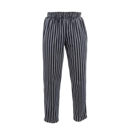 Hlače za kuhinjo unisex Baggy črne in bele črte - velikost M - Chef Works - Fourniresto
