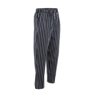 Hlače za kuhinjo unisex Baggy črne in bele črte - velikost M - Chef Works - Fourniresto