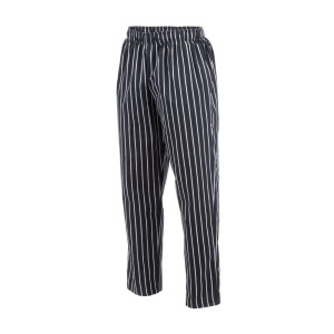 Hlače za kuhinjo unisex Baggy črne in bele črte - velikost M - Chef Works - Fourniresto