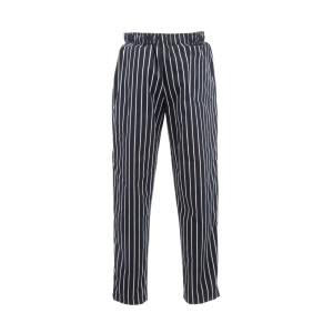 Hlače za kuhinjo unisex Baggy črne in bele črte - velikost M - Chef Works - Fourniresto