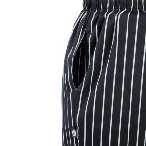 Hlače za kuhinjo unisex Baggy črne in bele črte - velikost M - Chef Works - Fourniresto