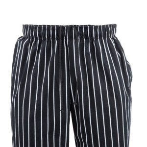 Hlače za kuhinjo unisex Baggy črne in bele črte - velikost M - Chef Works - Fourniresto