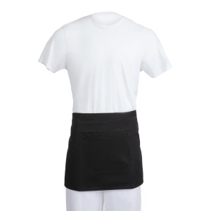 Predpasnik za natakarja, črne barve, iz poliestra in bombaža, velikosti 373 x 750 mm - Whites Chefs Clothing - Fourniresto