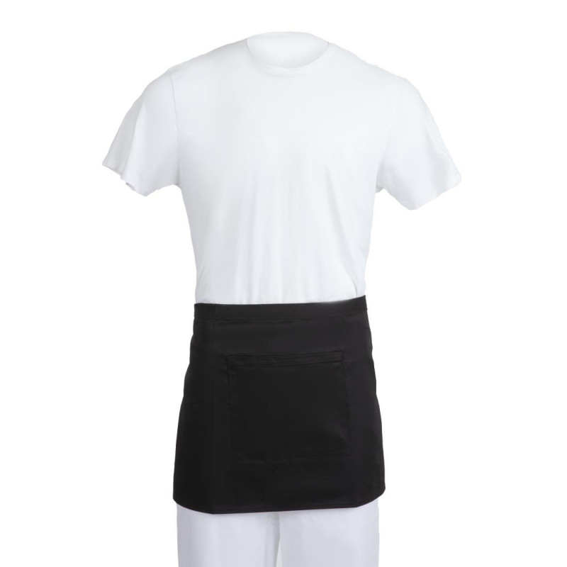 Predpasnik za natakarja, črne barve, iz poliestra in bombaža, velikosti 373 x 750 mm - Whites Chefs Clothing - Fourniresto Predpasnik za natakarja, črne barve, iz poliestra in bombaža, velikosti 373 x 750 mm - Whites Chefs Clothing - Fourniresto