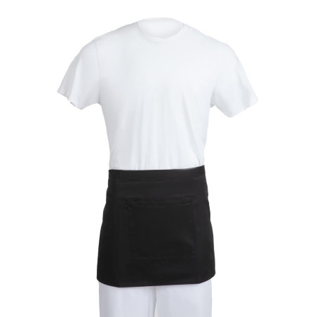 Predpasnik za natakarja, črne barve, iz poliestra in bombaža, velikosti 373 x 750 mm - Whites Chefs Clothing - Fourniresto