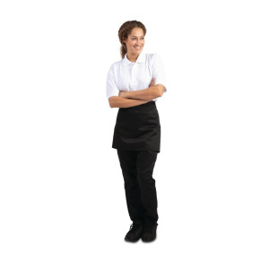 Predpasnik za natakarja, črne barve, iz poliestra in bombaža, velikosti 373 x 750 mm - Whites Chefs Clothing - Fourniresto