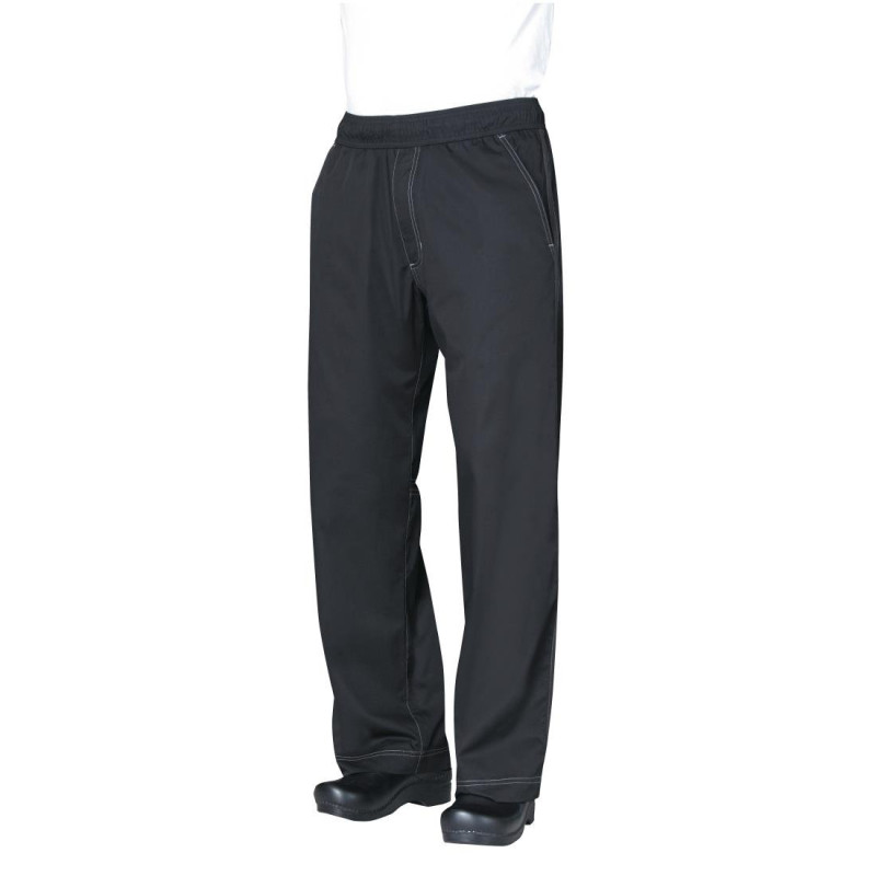 Unisex Black Baggy Kitchen Pants - Size XL - Chef Works - Fourniresto Unisex Black Baggy Kitchen Pants - Size XL - Chef Works - Fourniresto