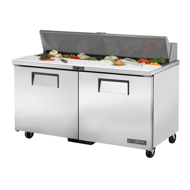 Stainless Steel Preparation Counter 2 Doors 439 L - TRUE - Fourniresto Stainless Steel Preparation Counter 2 Doors 439 L - TRUE - Fourniresto