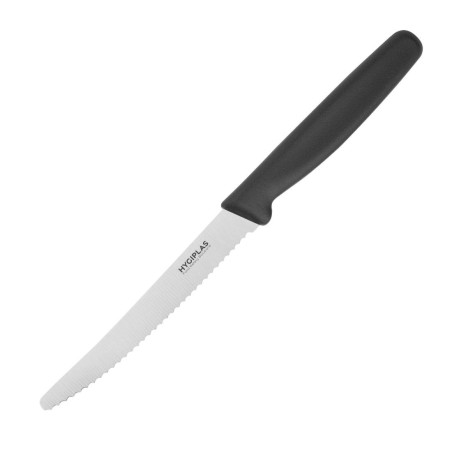Nož za paradižnik, črna nazobčana rezila 10 cm - Hygiplas - Fourniresto