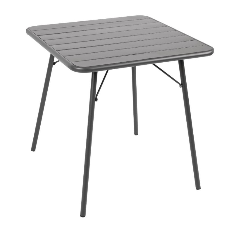 Table à Lattes Grise Carrée en Acier 700 x 700 mm - Bolero - Fourniresto Table à Lattes Grise Carrée en Acier 700 x 700 mm - Bolero - Fourniresto