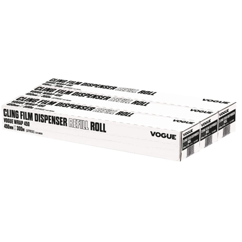 Food Film Rolls for Wrap450 Dispenser - Pack of 3 - Vogue - Fourniresto Food Film Rolls for Wrap450 Dispenser - Pack of 3 - Vogue - Fourniresto
