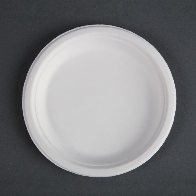 Compostable Bagasse Plates 17.9cm - Pack of 50 - Fiesta Green - Fourniresto Compostable Bagasse Plates 17.9cm - Pack of 50 - Fiesta Green - Fourniresto