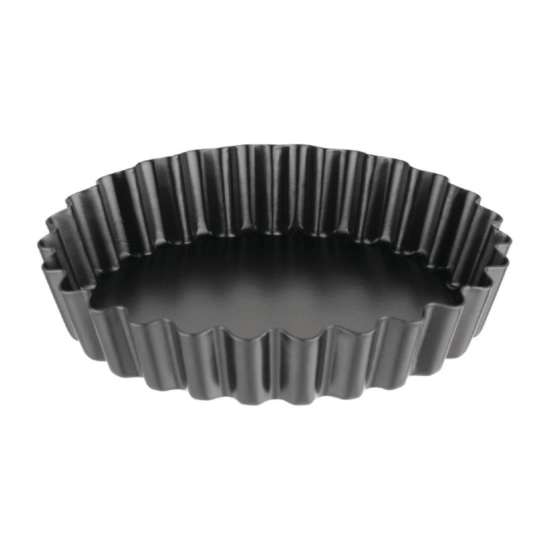 Non-stick Fluted Tartlet Mould with Removable Bottom 10 cm - Set of 3 - Vogue - Fourniresto Non-stick Fluted Tartlet Mould with Removable Bottom 10 cm - Set of 3 - Vogue - Fourniresto