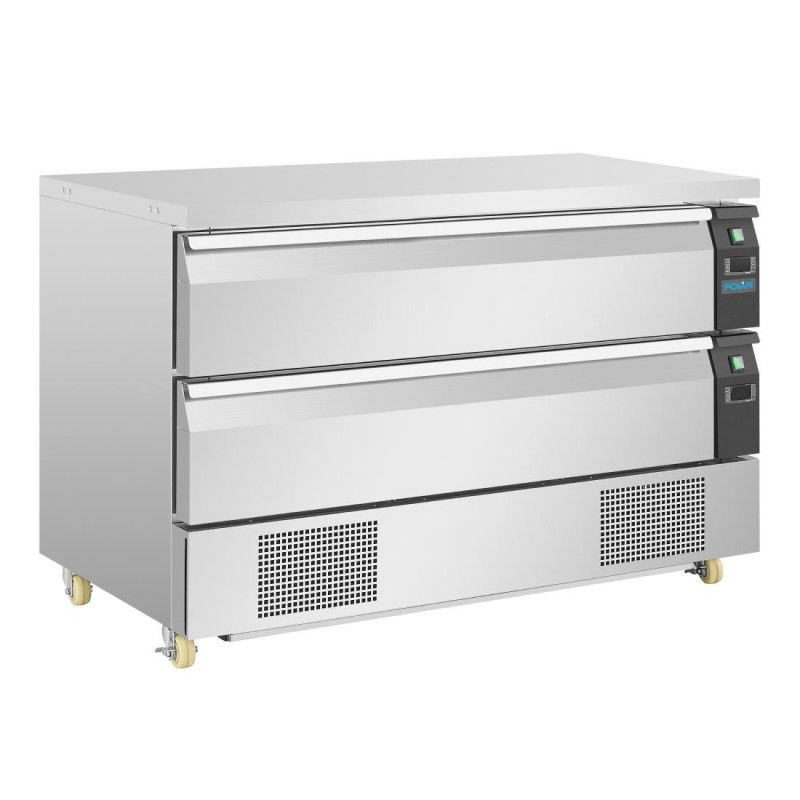 Soubassement Double Réfrigération 2 Tiroirs Série U 6x GN 1/1 - Polar - Fourniresto Soubassement Double Réfrigération 2 Tiroirs Série U 6x GN 1/1 - Polar - Fourniresto