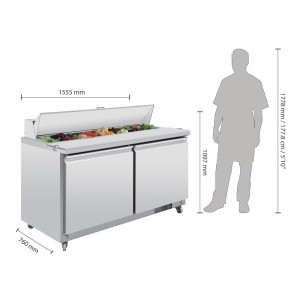 Pult za pripravo s 2 vrati - 527 L 16 X GN 1/6 - Polar - Fourniresto