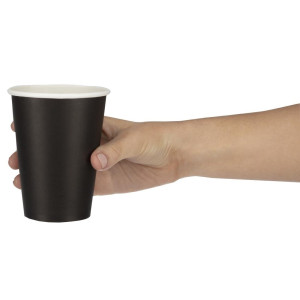 Plastični lončki za vroče napitke črne barve 340 ml - paket 50 - Fiesta