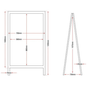 Trotovna tabla s lesenim okvirjem 1200 x 700 mm - Olympia - Fourniresto