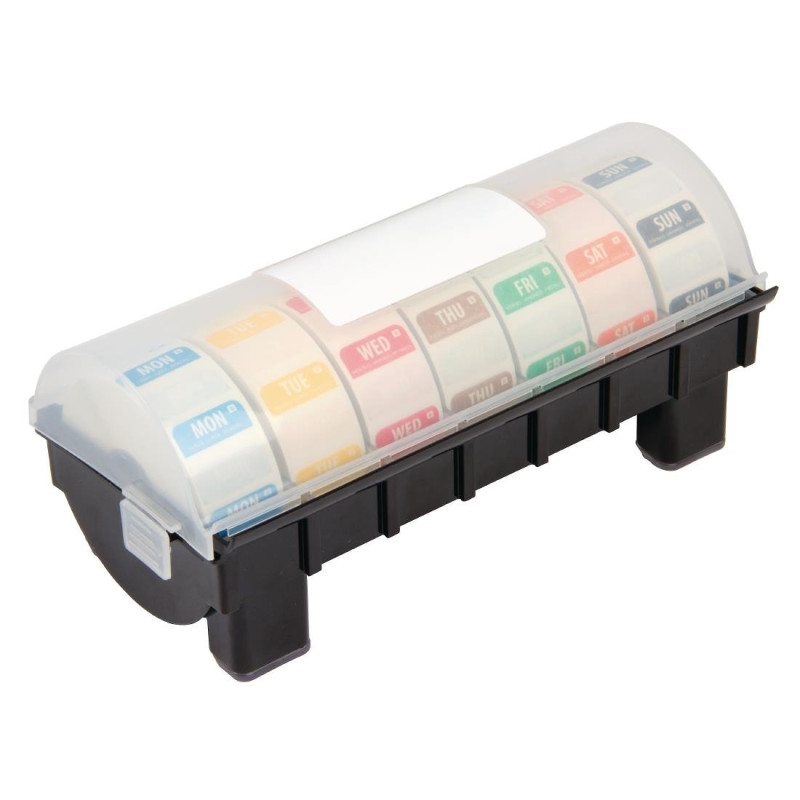 Food Soluble Color Code Labels Kit with Plastic Dispenser - Set of 7 Rolls - Vogue Food Soluble Color Code Labels Kit with Plastic Dispenser - Set of 7 Rolls - Vogue