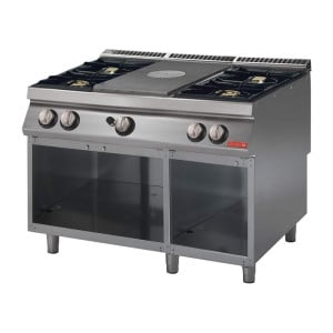 Gas Hotplate 700 With 4 Burners On Open Cupboard - Gastro M