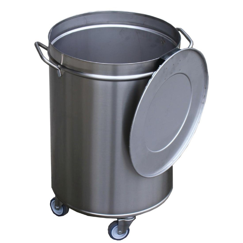 Poubelle en Inox avec Roues et Couvercle- 50L - Gastro M Poubelle en Inox avec Roues et Couvercle- 50L - Gastro M