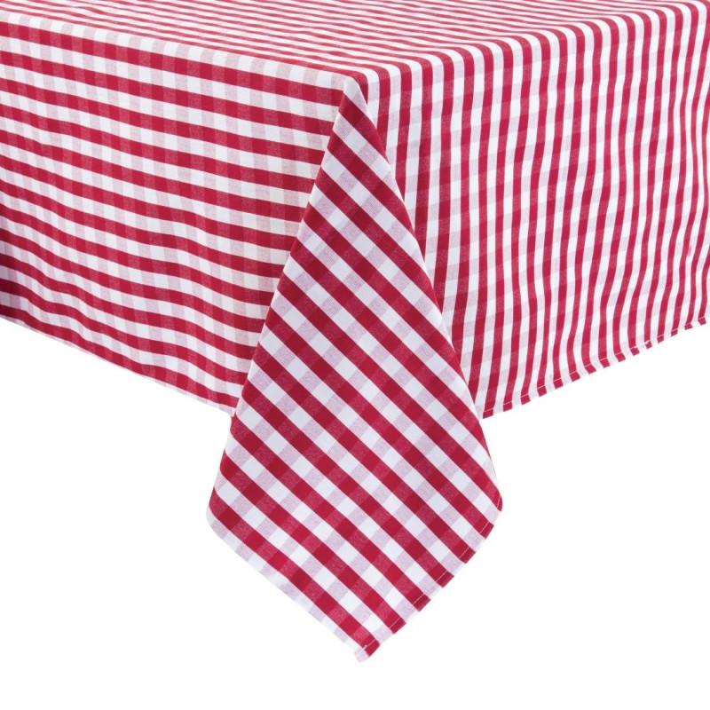 Square tablecloth with red checkered pattern in polyester 890 x 890mm - Mitre Essentials - Fourniresto Square tablecloth with red checkered pattern in polyester 890 x 890mm - Mitre Essentials - Fourniresto
