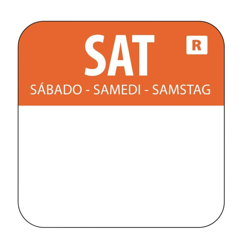 Etiquettes Alimentaires Orange "Samedi" - Lot de 1000 - Vogue Etiquettes Alimentaires Orange "Samedi" - Lot de 1000 - Vogue