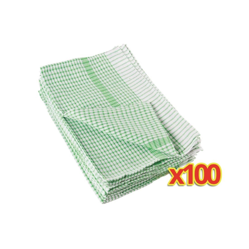 Set of 100 Green Dish Towels - FourniResto - Fourniresto Set of 100 Green Dish Towels - FourniResto - Fourniresto
