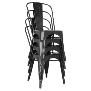 Zložljivi Bistro Stoli iz Jekla - Črna - Set 4 - Bolero