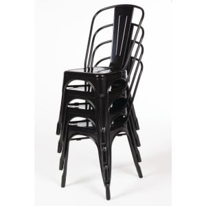 Stackable Steel Bistro Chairs - Black - Set of 4 - Bolero
