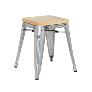 Tabureti Bistro Nizki iz Jekla z Leseno Sedežno Površino - Set 4 - Bolero