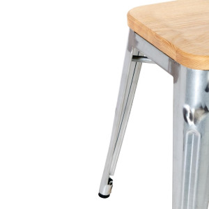 Tabureti Bistro Nizki iz Jekla z Leseno Sedežno Površino - Set 4 - Bolero