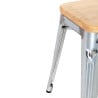 Tabureti Bistro Nizki iz Jekla z Leseno Sedežno Površino - Set 4 - Bolero