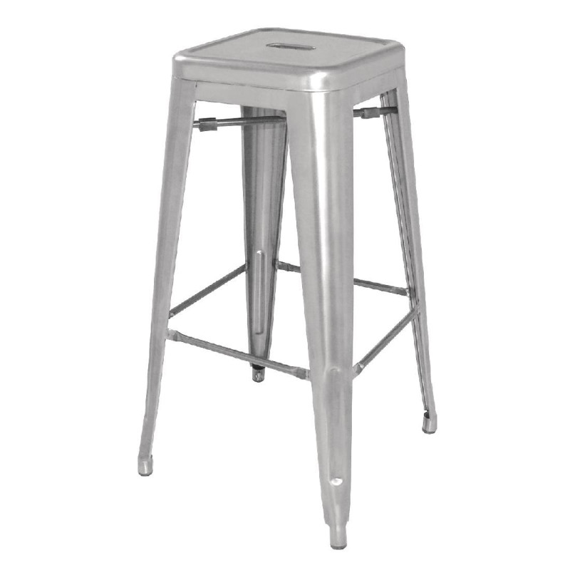 High Galvanized Steel Silver Grey Stools - Set of 4 - Bolero High Galvanized Steel Silver Grey Stools - Set of 4 - Bolero