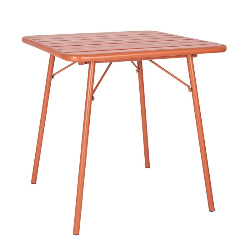 Table Carrée à Lattes en Acier - Terracotta - Bolero Table Carrée à Lattes en Acier - Terracotta - Bolero