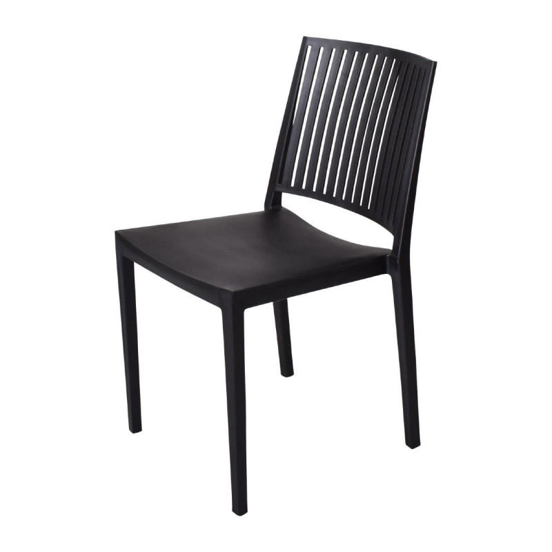 Stackable outdoor chairs in black polypropylene - Comfort and UV resistance, set of 4 Stackable outdoor chairs in black polypropylene - Comfort and UV resistance, set of 4