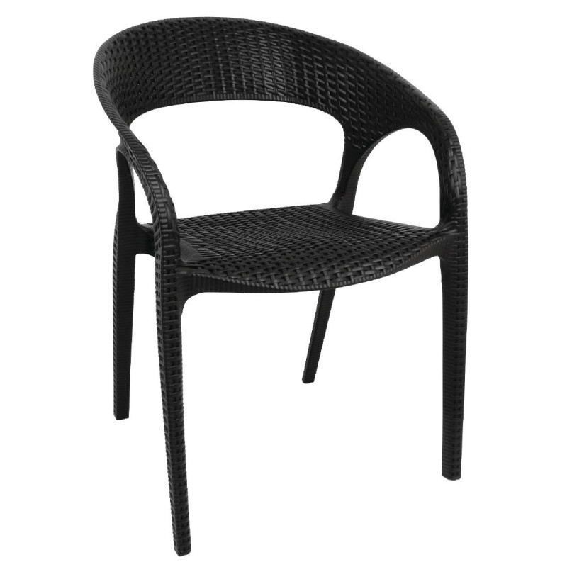 Fauteuils Enveloppants Rotin PP Noirs - Lot 4 Bolero Restauration et Hôtellerie Fauteuils Enveloppants Rotin PP Noirs - Lot 4 Bolero Restauration et Hôtellerie