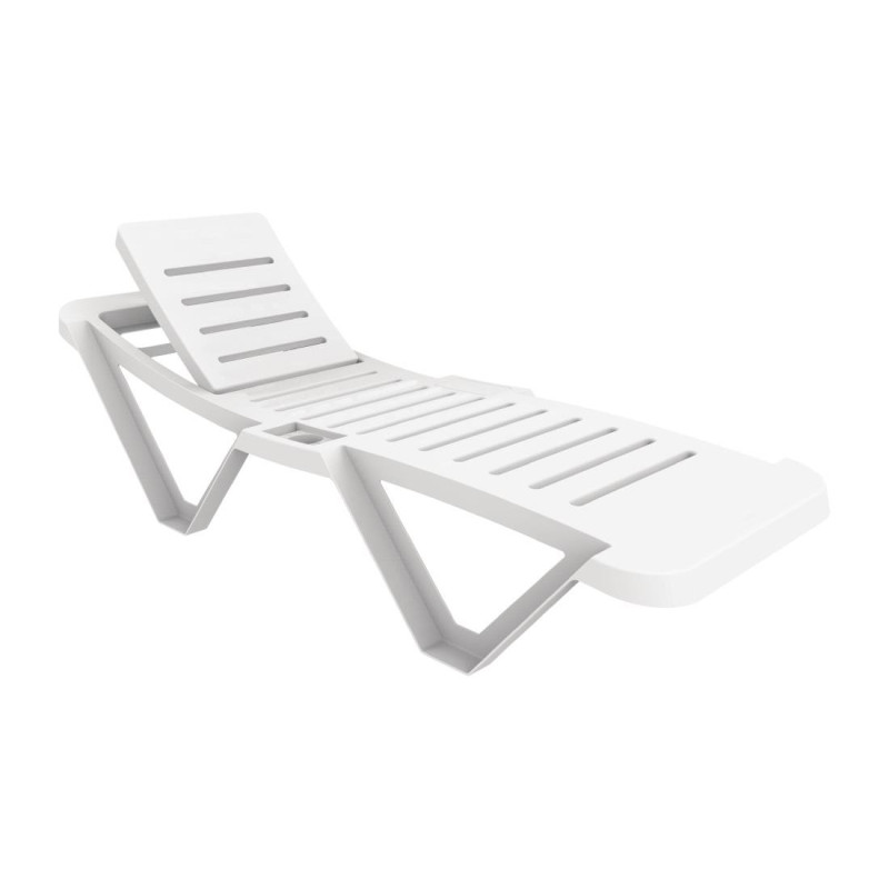 White Polypropylene Sun Loungers - Set of 4 by Resol White Polypropylene Sun Loungers - Set of 4 by Resol