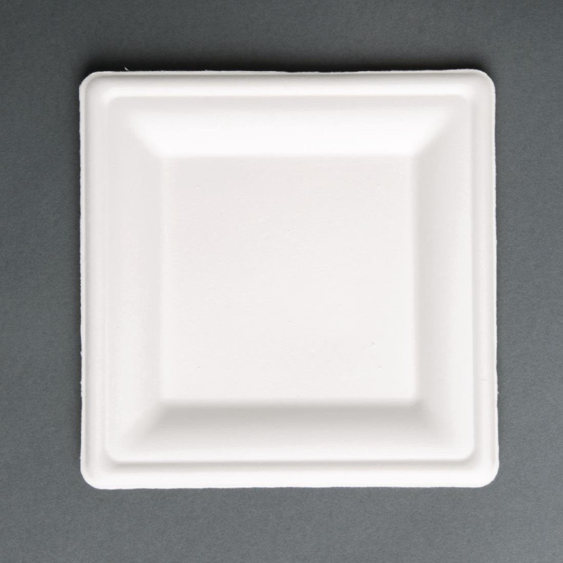 Compostable square bagasse plates 159mm - Pack of 50 Compostable square bagasse plates 159mm - Pack of 50