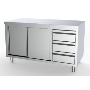 Meuble Inox Bas GN 1/1 - 2 Vrata in 3 Predali na Desni - L 2000 x P 700 mm - CombiSteel