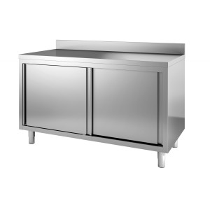 Nizka inox omara z zadnjo ploščo - 2 vrata - L 1600 x P 700 mm - CombiSteel