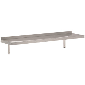 Stenska polica iz nerjavečega jekla s podporo - L 1400 x P 400 mm - CombiSteel