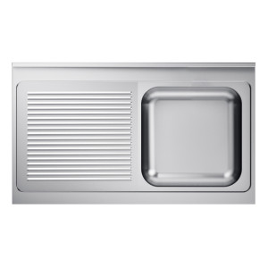 Pomivalno korito 1 posoda in odcejalnik na levi z zadnjo ploščo - L 1200 x P 600 mm - CombiSteel