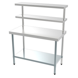 Miza iz nerjavečega jekla z 2 policama - D 1200 x Š 600 mm - CombiSteel