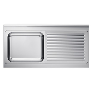 Pomivalno korito 1 korito in odcejalnik na desni s hrbtnim delom - L 1400 x P 700 mm - CombiSteel